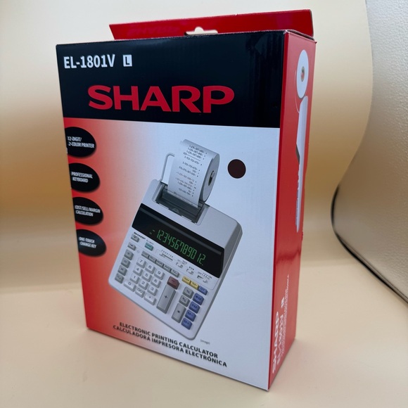 New in Box, Sharp EL-1801V 12-digit, 2-color printing calculator - Picture 1 of 7